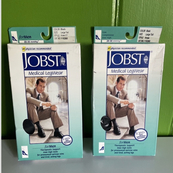 2 PACK LOT JOBST Men Knee High Closed Toe Compression Stocking black LARGE TALL - Picture 1 of 5